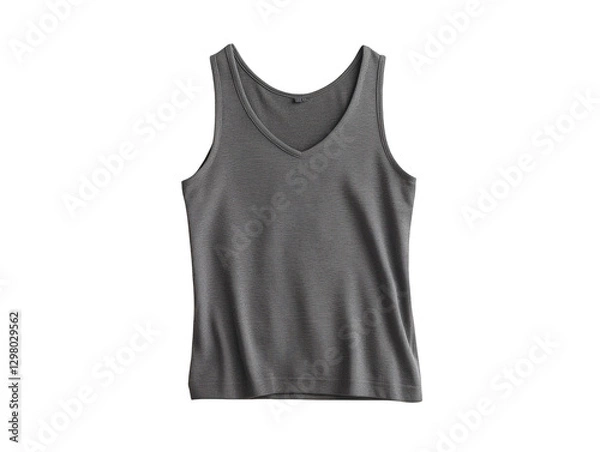 Fototapeta Women's grey tank top, a versatile summer essential for effortless style and comfort