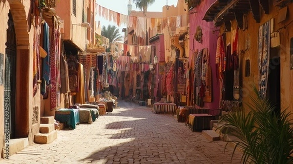 Fototapeta Vibrant Moroccan Souk: A Tapestry of Colors and Culture