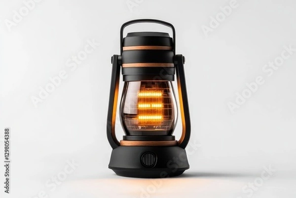 Fototapeta Modern LED lantern with warm glow suitable for indoor and outdoor use during camping or emergencies