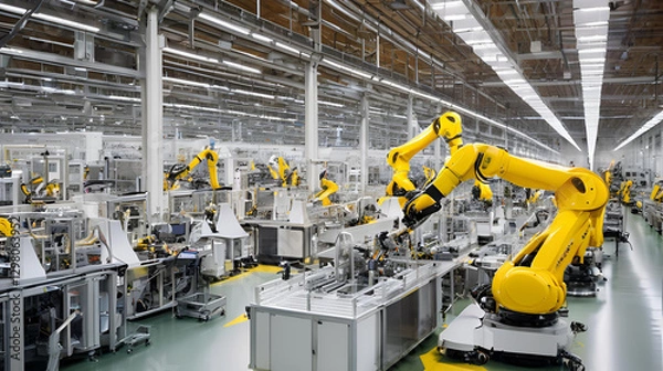 Fototapeta robots working in factories replacing humans