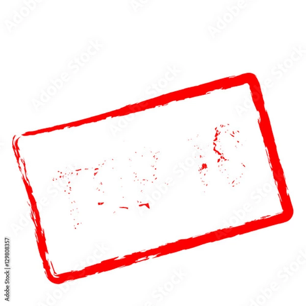 Fototapeta Top 10 red rubber stamp isolated on white background. Grunge rectangular seal with text, ink texture and splatter and blots, vector illustration.