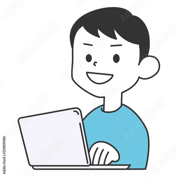 Obraz パソコンの操作をしている男性