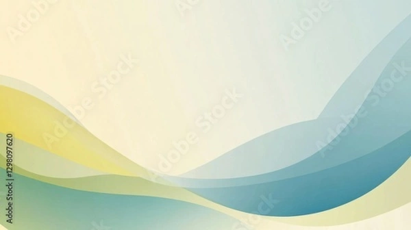 Fototapeta Abstract Pastel Wave Background Soft Teal Green Yellow Cream Gradient Smooth Fluid Organic Shapes Subtle Gentle Serene Calm Peaceful Relaxing Modern