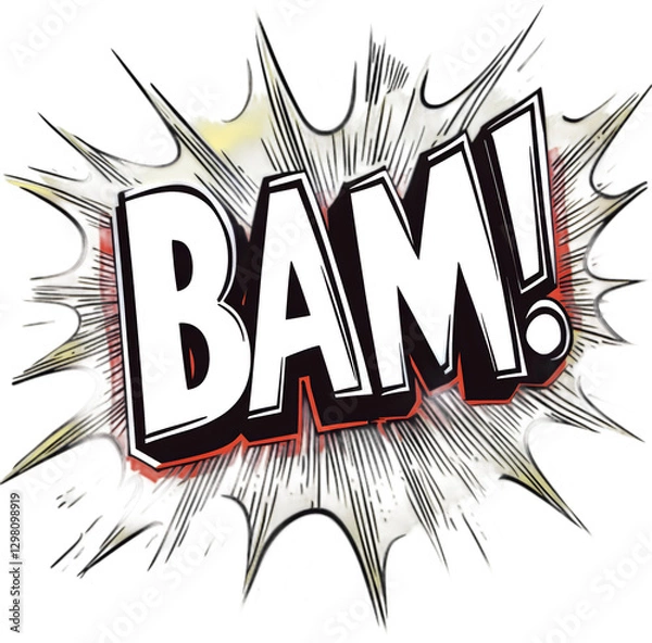 Fototapeta Comic Style Explosion with BAM Text Sticker Isolated