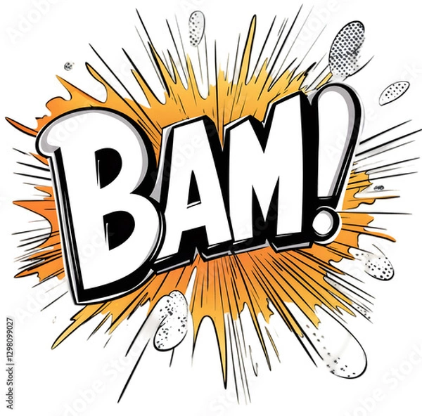 Fototapeta Comic Style BAM Text with Explosion Isolated