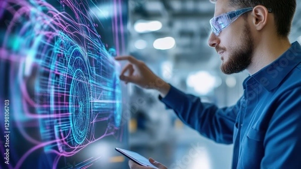 Obraz Digitally Crafted Car Model With High-Tech Insights