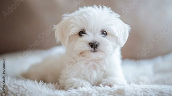 Obraz Small funny Maltese puppy dog