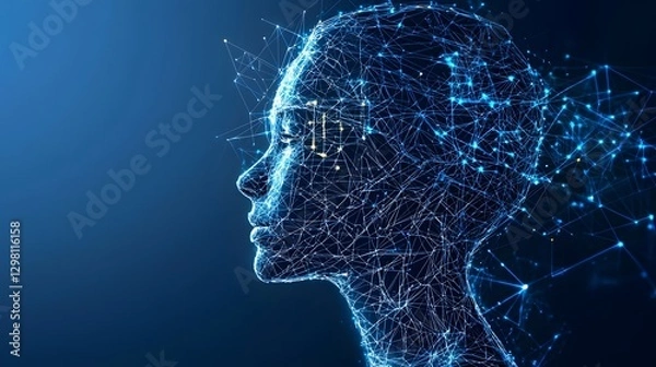 Fototapeta Futuristic Digital Energy Grid with Interconnected Nodes and Cybernetic Patterns