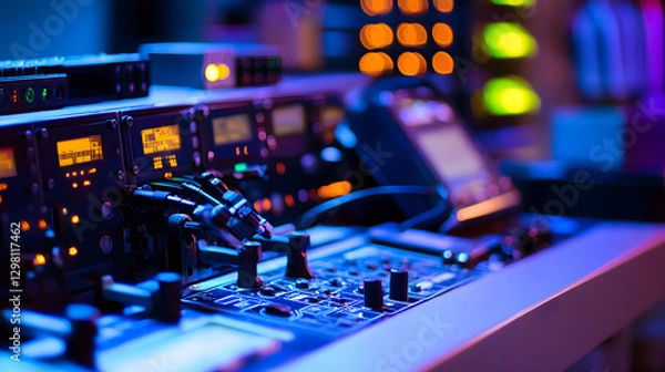 Fototapeta Exploring advanced communication systems technology lab photo stock urban environment close-up aofthanit