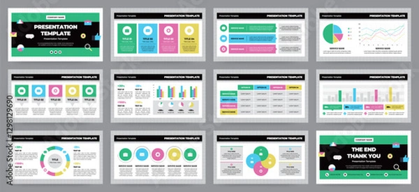 Fototapeta Modern presentation slide templates. Infographic elements template set for web, print, annual report brochure, business flyer leaflet marketing and advertising template. Vector Illustration