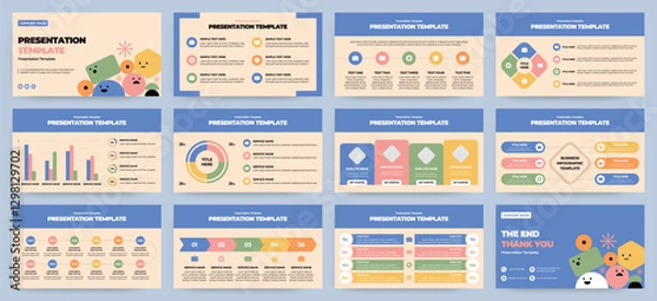 Fototapeta Modern presentation slide templates. Infographic elements template set for web, print, annual report brochure, business flyer leaflet marketing and advertising template. Vector Illustration