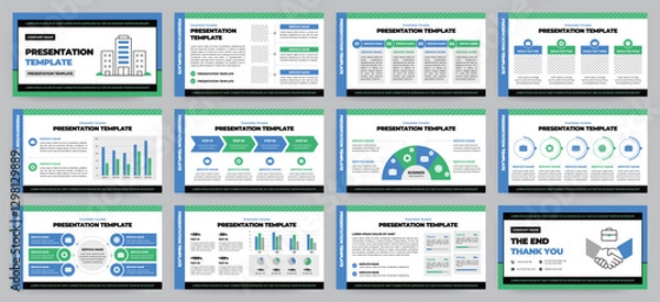 Fototapeta Modern presentation slide templates. Infographic elements template set for web, print, annual report brochure, business flyer leaflet marketing and advertising template. Vector Illustration