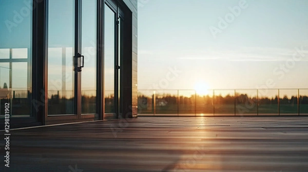 Obraz Modern building terrace with sunset view