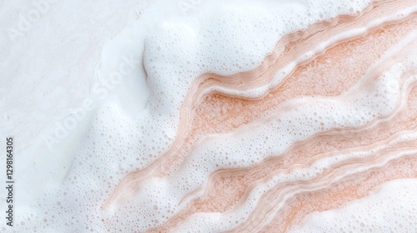 Fototapeta Close-up of  Pink and White Soap Suds Texture. Possible use  Cosmetic product background