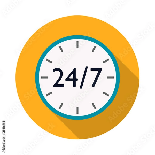 Obraz Open 24 hours a day and 7 days a week long shadow icon.