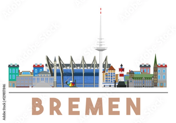 Obraz Bremen Landmarks Skyline