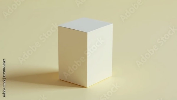 Fototapeta Product Feedback. White box is empty on table on yellow background