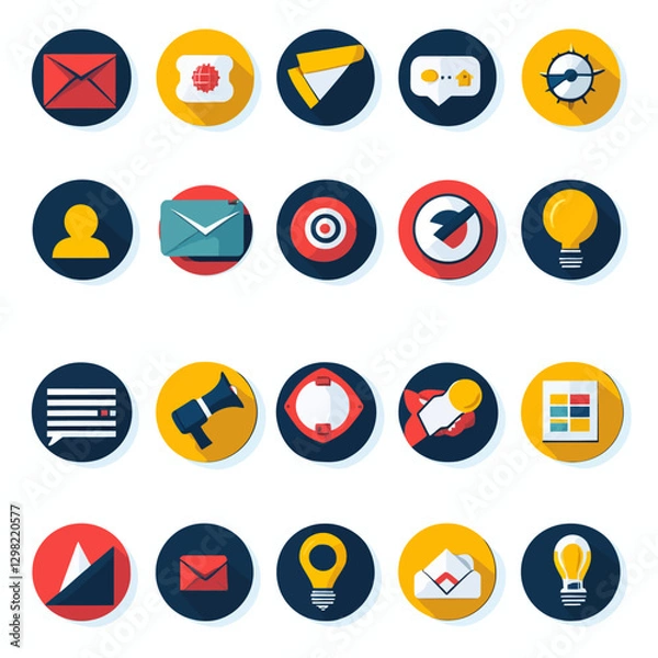 Fototapeta Communication and business icon set on white background vector graphic