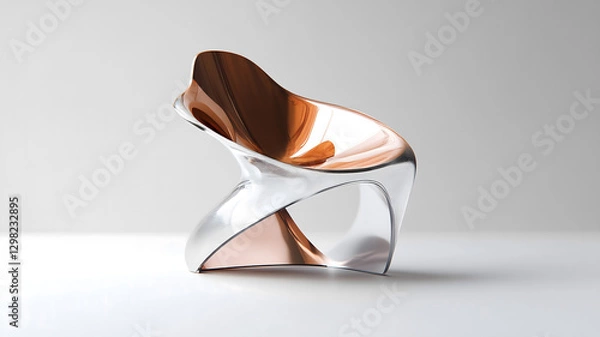 Fototapeta Minimalist titanium chair with modern touch and copper shade, exudes elegance and sophistication, design that promises luxurious comfort