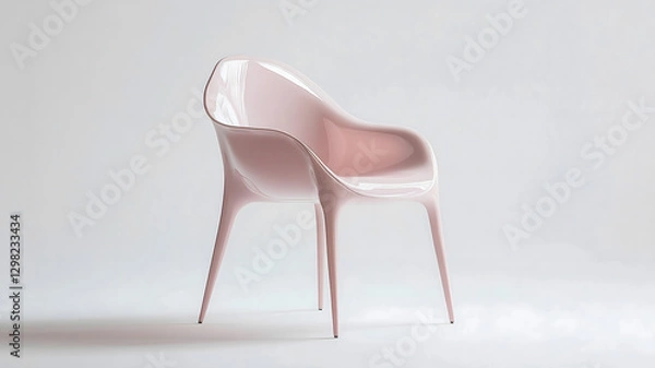 Fototapeta Minimalist titanium chair in pastel pink exudes modern elegance and subtle comfort, perfect for adding touch of refined style to any space