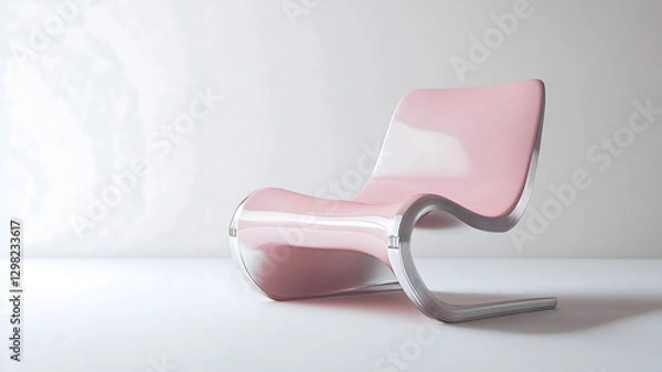 Fototapeta minimalist titanium chair with modern shape in pastel pink evokes sense of soft, simple elegance and serenity