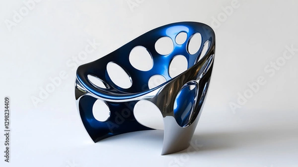 Fototapeta Elegant titanium chair shines with modern style, peacock blue finish adding touch of luxurious flair
