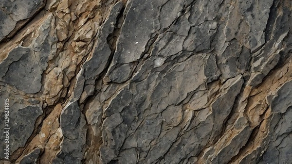Fototapeta Extreme close-up of weathered stone surface, capturing its raw and rugged texture