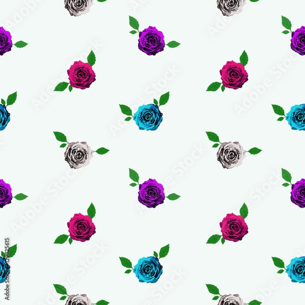 Fototapeta 8 bit color rose pattern white