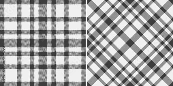 Fototapeta Plaid seamless vector of check fabric texture with a tartan textile background pattern. Set in monochrome colors for graphic design detailed editable swatch.