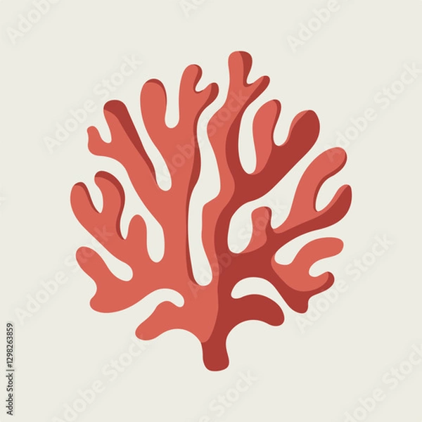Fototapeta A Flat-Style Coral reef on a Plain White Background