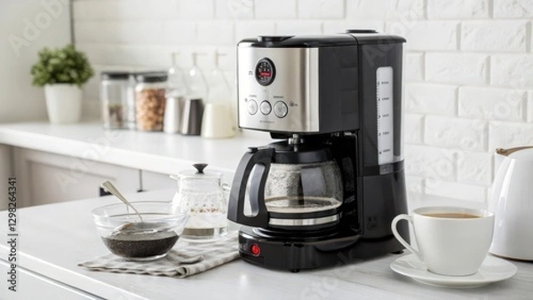 Fototapeta Drip Coffee Maker on Kitchen Counter