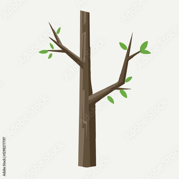 Fototapeta A Flat-Style Thick tree branch on a Plain White Background