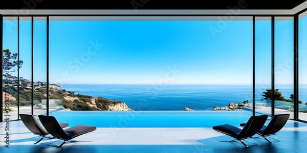 Fototapeta Oceanview Infinity Pool 3D Render