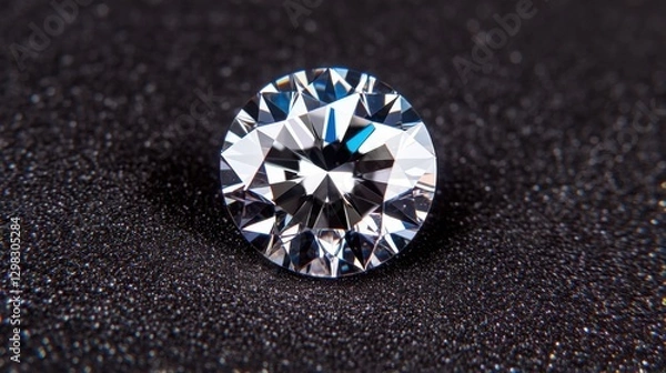 Obraz Brilliant Cut Diamond on Black Sparkling Background Surface