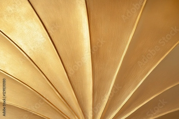 Fototapeta A dome-shaped ceiling with intricate golden leaf engravings, softly reflecting warm ambient lighting