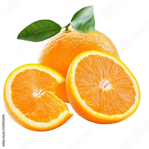 Obraz Fresh sweet orange slices on a clean transparent background showcasing their vibrant color and juicy texture, Sweet orange on transparent background