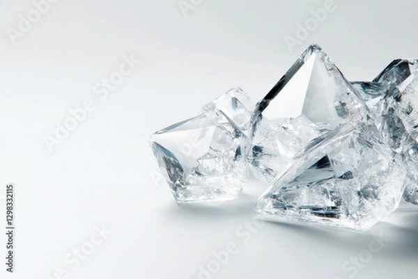 Obraz clear ice cubes on a white surface