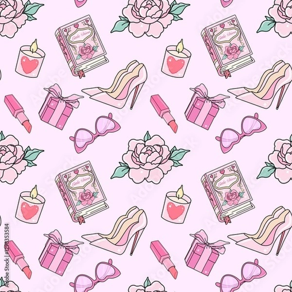 Obraz Coquette Girly Glam. Coquette seamless pattern. 