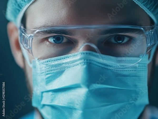 Obraz healthcare worker wearing a face mask and protective eyewear