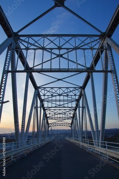 Obraz 霞橋と高梁川の風景
