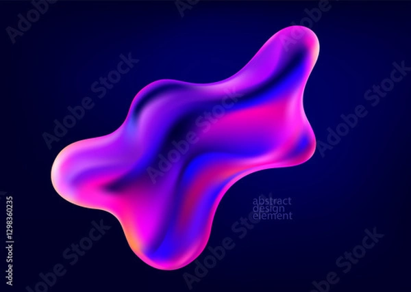 Fototapeta Glass liquid bubble. Colorful iridescent shapes on dark background. Abstract vector frame.