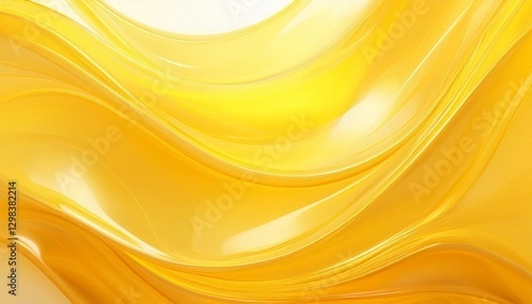 Fototapeta 抽象画、黄色の波のグラフィック素材