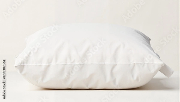 Fototapeta Soft white pillow mockup on neutral background, comfort and design