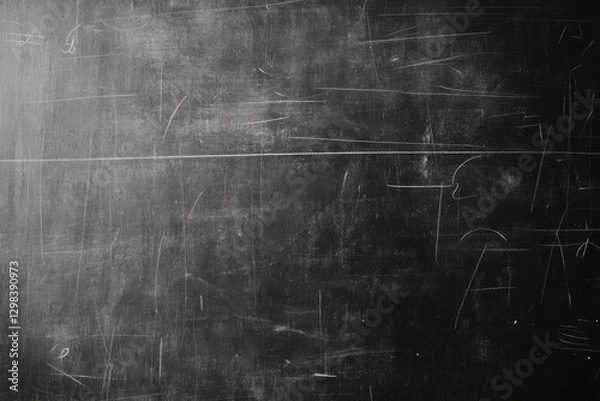 Fototapeta Black Chalkboard Surface with Scratches and Marks for Education