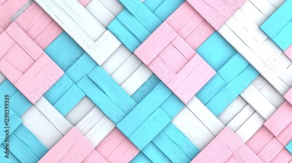 Obraz Colorful Woven Pattern with Blue Pink and White Textures for Design