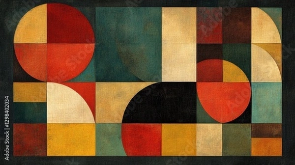 Fototapeta Abstract Geometric Composition with Dynamic Shapes and Bold Colors