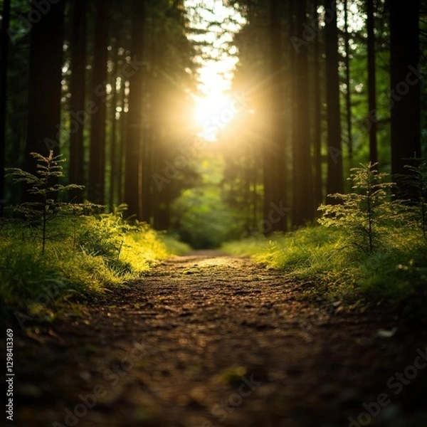 Fototapeta Sunlit Path through Forest
