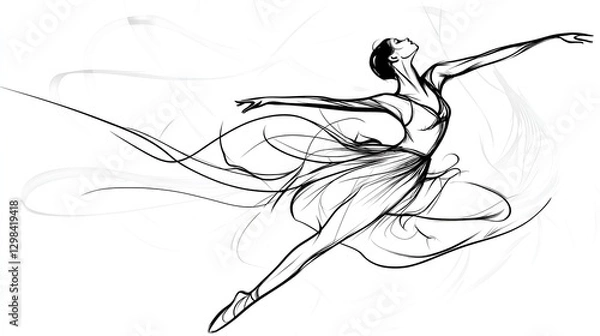 Fototapeta Elegant dancer in a flowing ballet pose showcasing grace and artistry.