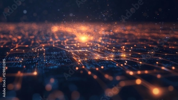 Fototapeta digital network with encryption symbols and data patterns