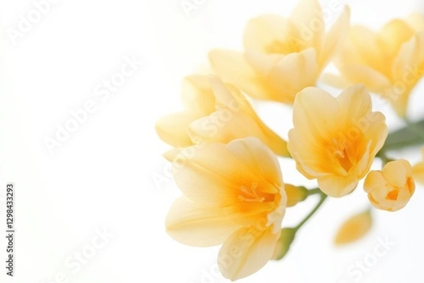 Obraz yellow freesia flowers on white background